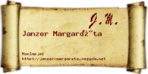 Janzer Margaréta névjegykártya